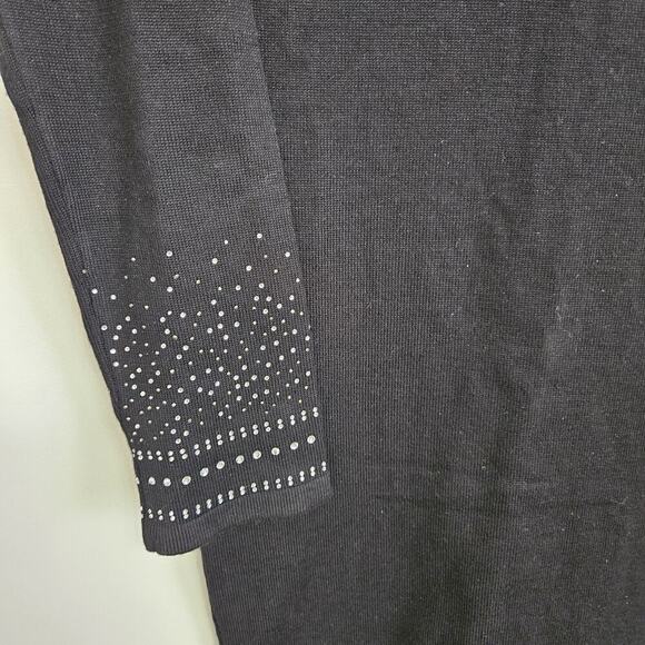 Say What? Sexy Rhinestone Embellished Bodycon LS Dress Black Small Stretch - Picture 3 of 9